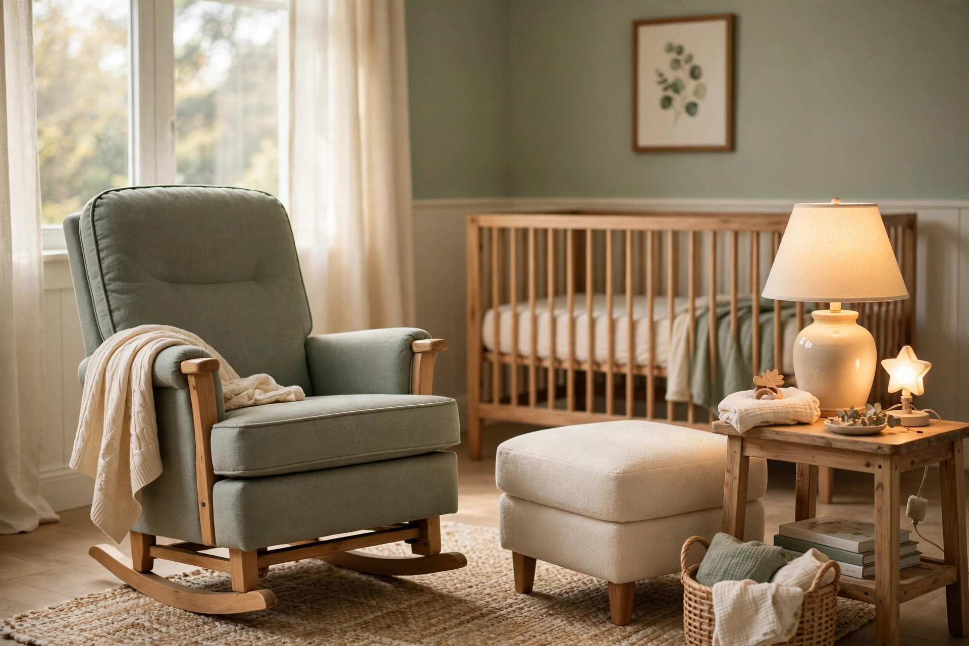 A nursery glider chair for feeding twins comfort in a calm American nursery corner