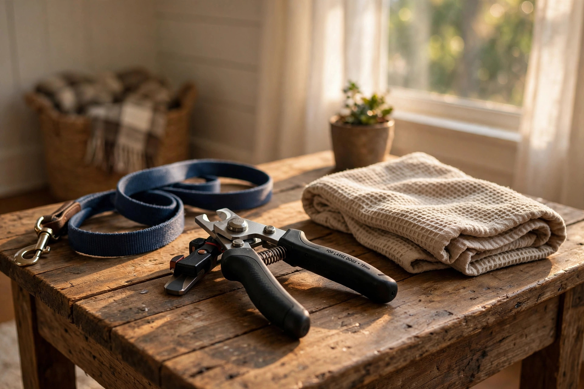 Best pet nail clippers for large dog nails on a wooden table