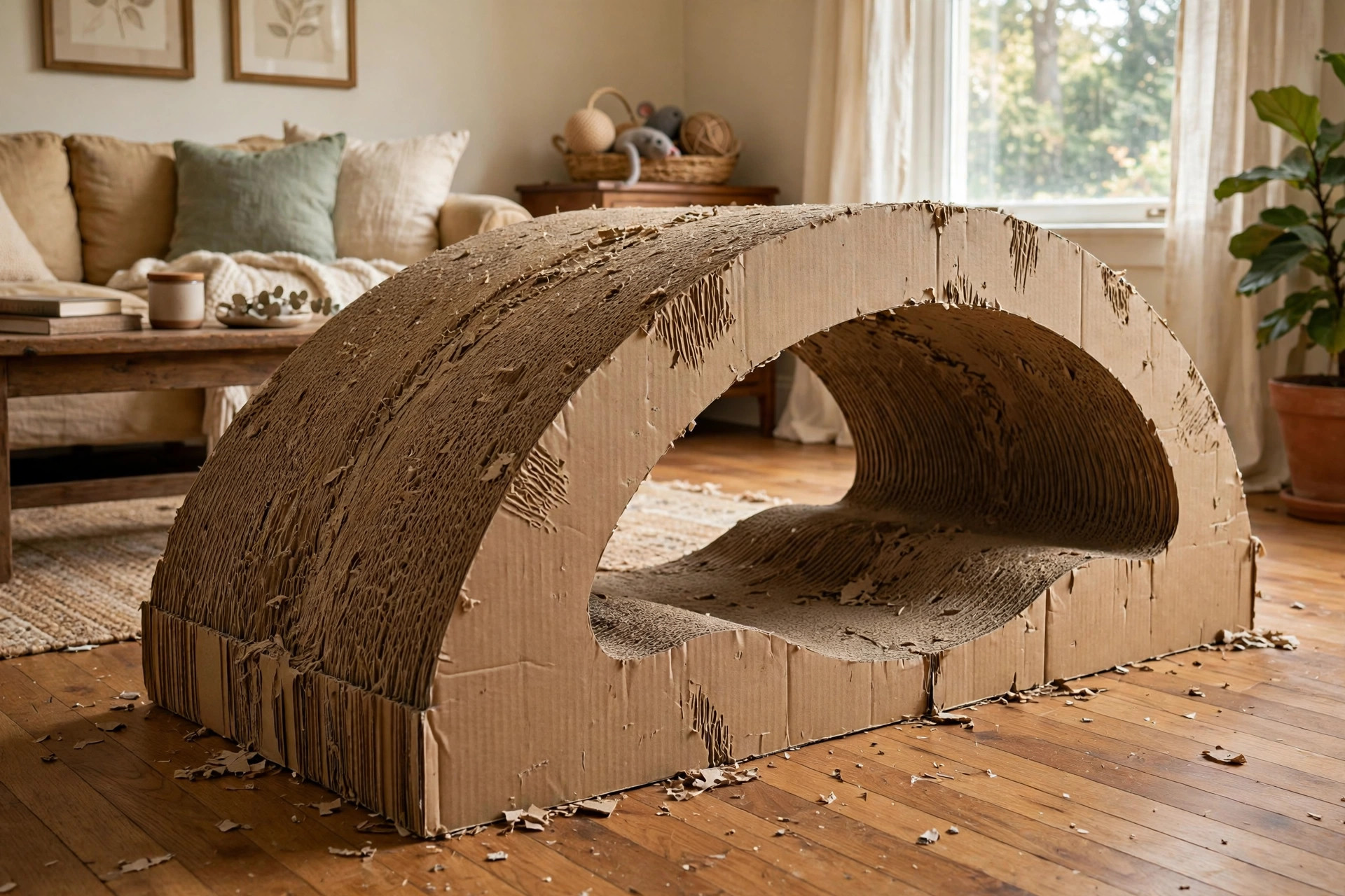 Cat scratching lounge for large cats sturdy in a living room