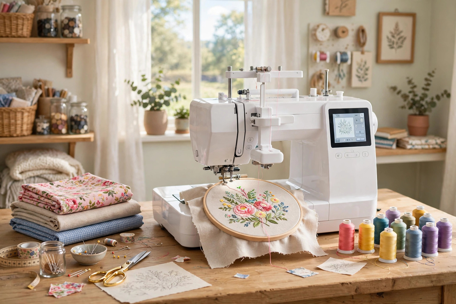 Best embroidery machine for small business USA in a home craft room