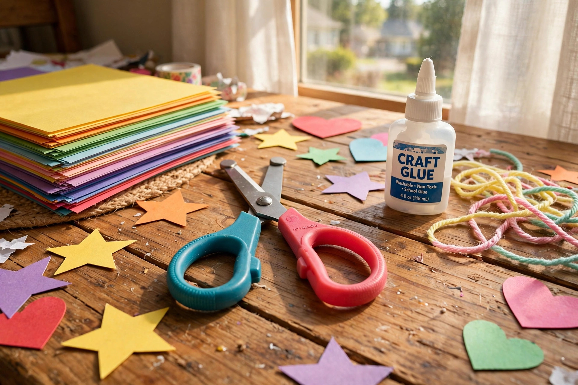 Best craft scissors for left handed kids on a craft table