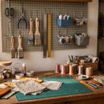 Best craft table with pegboard for tools in a home craft room