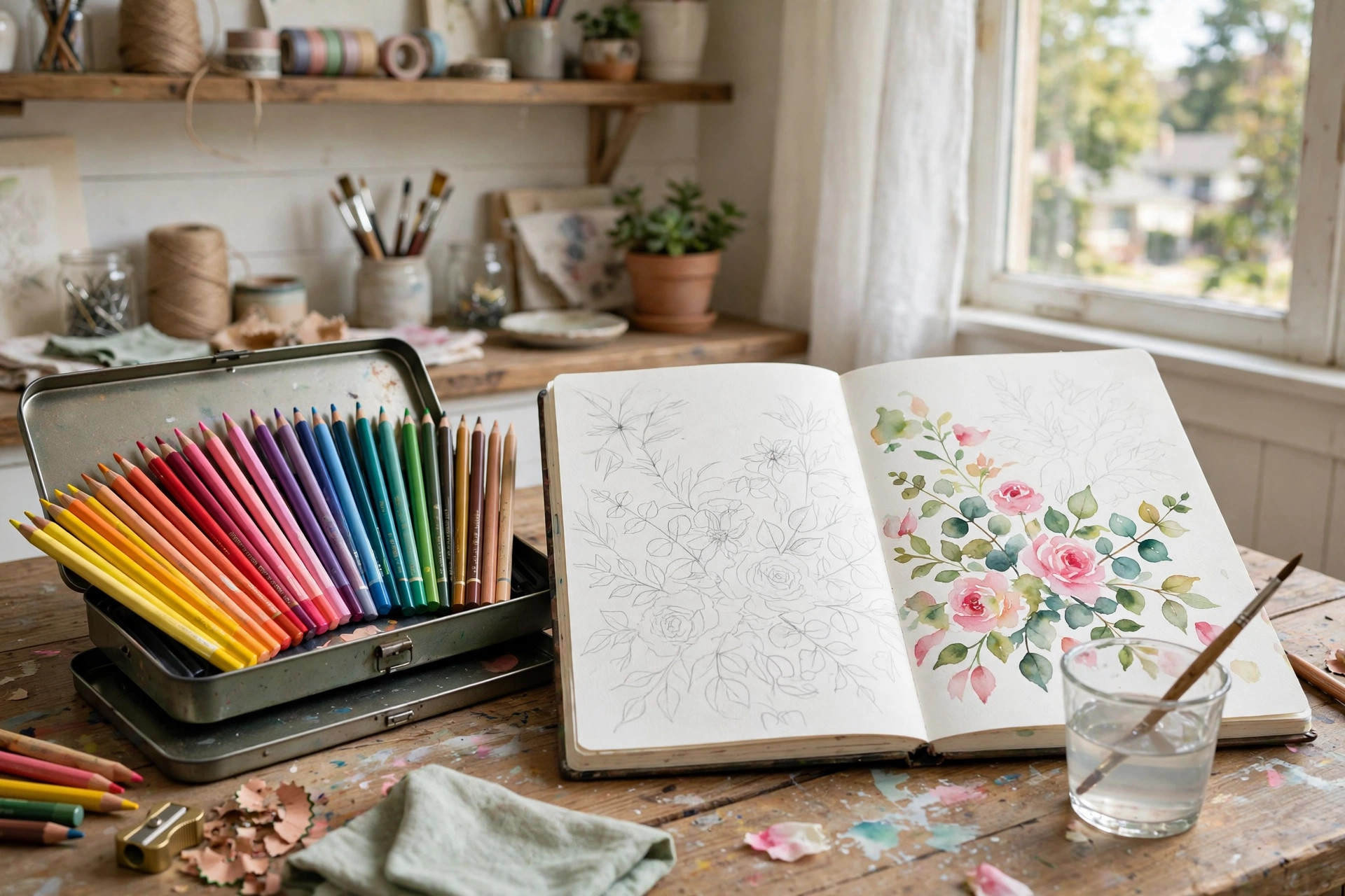 Watercolor pencil set with sketchbook for the best watercolor pencils set for sketching art