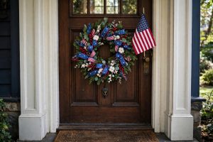 A Patriotic Wreath for Front Door Memorial Day Decorating