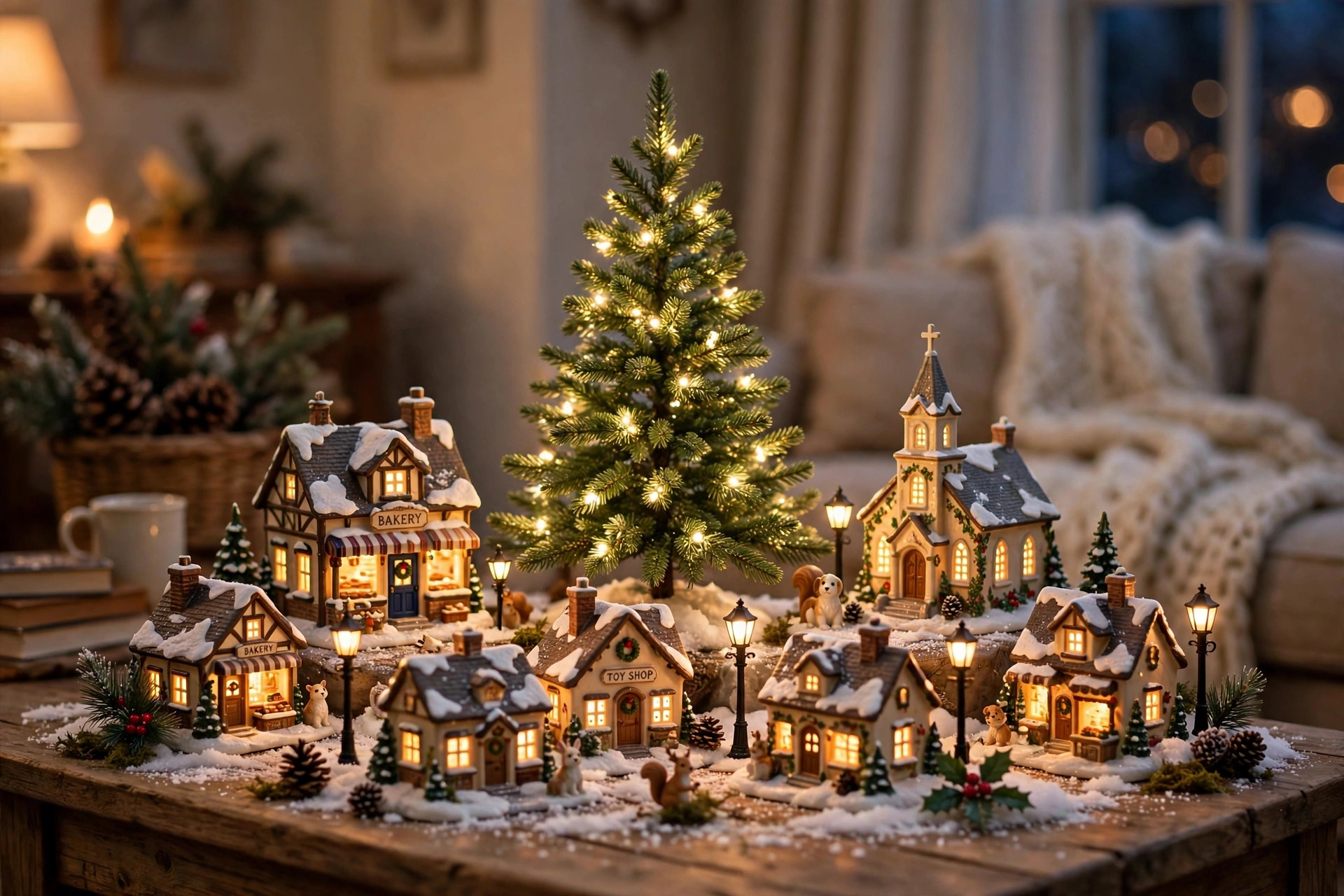 Best christmas village tree for tabletop display in a ceramic village scene