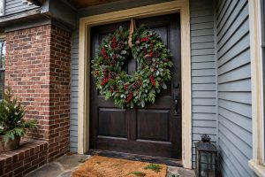 Christmas Door Wreath With Pinecones and Berries