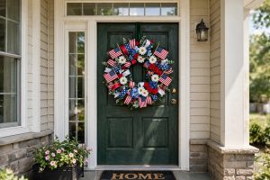 Fourth of July Wreath for Front Door Patriotic Charm