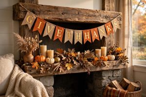 Thanksgiving Banner for Fireplace Mantel Decor: A Simple Guide to a Warm Holiday Focal Point