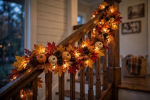 Best Fall Garland with Lights for Staircase Decor
