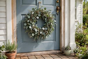 The Best Spring Door Wreath With Greenery Eucalyptus for a Fresh Front Door