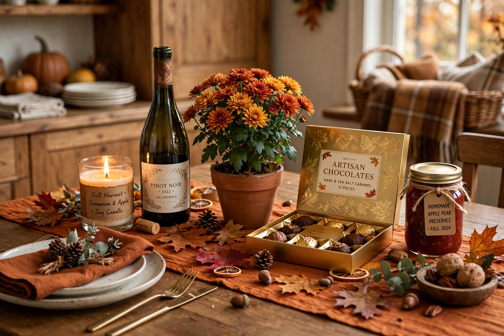 Best Thanksgiving hostess gifts for dinner party on a dining table