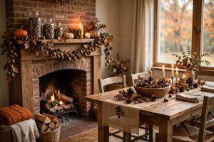 Fall Acorn Decor for Table and Mantel in American Homes