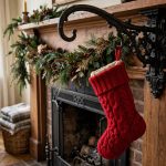 best christmas stocking holder for heavy stockings: A heavy Christmas stocking hanging from a sturdy mantel stocking holder in a warm living room
