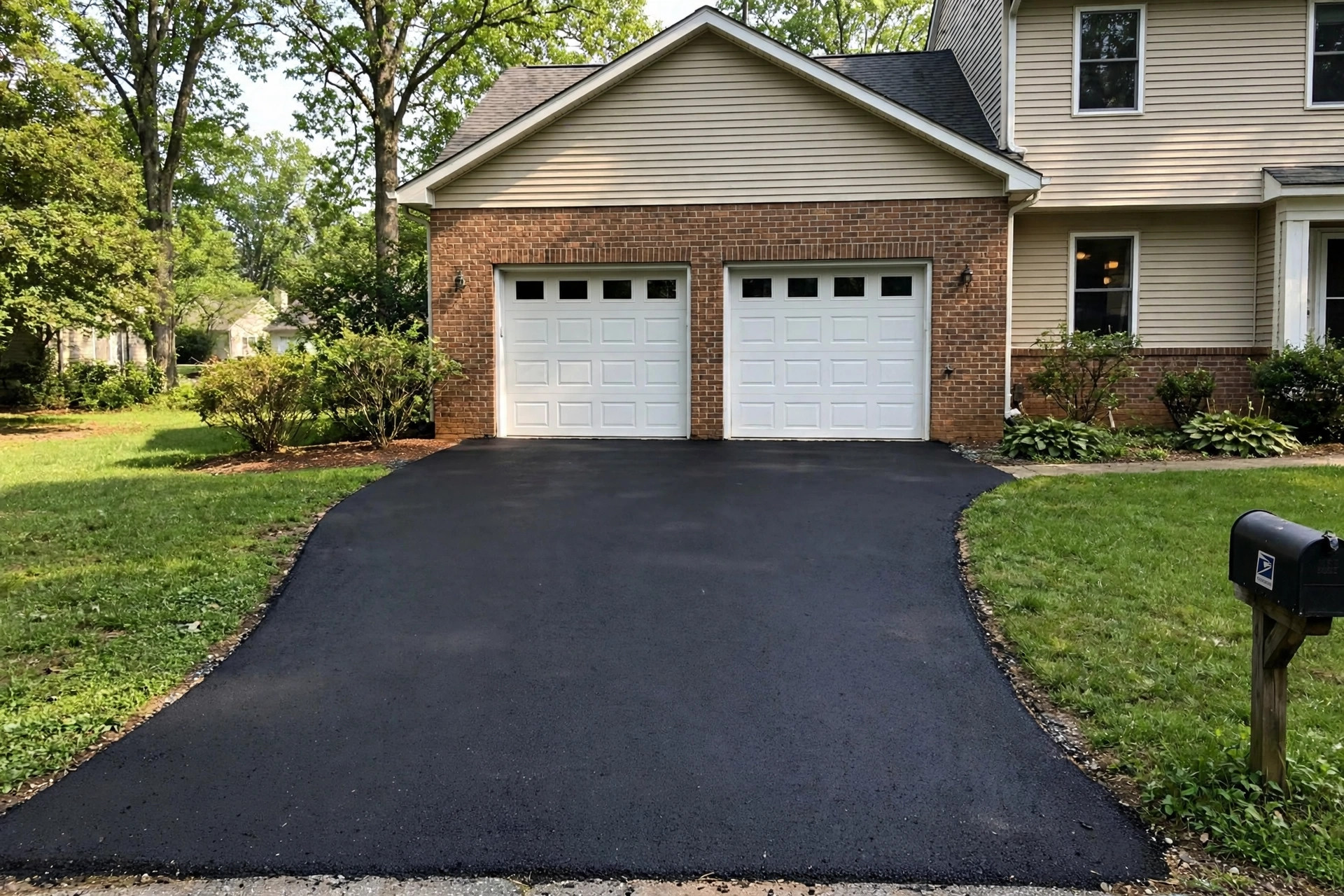 Top rated asphalt driveway sealing reviews: freshly sealed black asphalt driveway