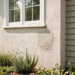 professional grade stucco exterior repair near me: Stucco wall being patched on an American home exterior