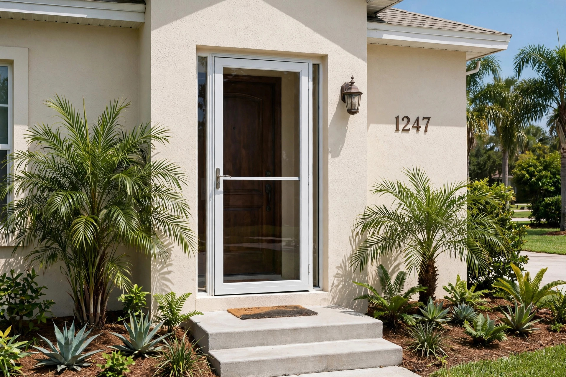 reliable storm door installation in florida: Storm door installed on a Florida home entrance