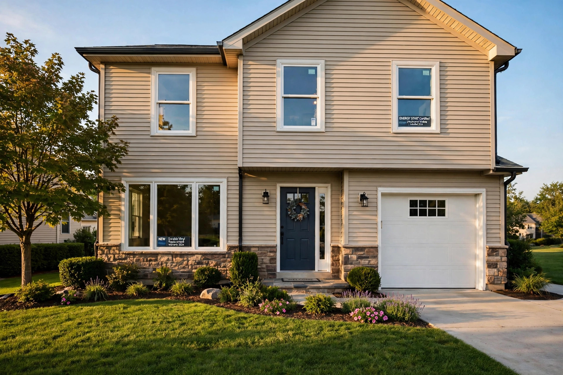 Durable replacement window installation for homeowners — new windows in an American home