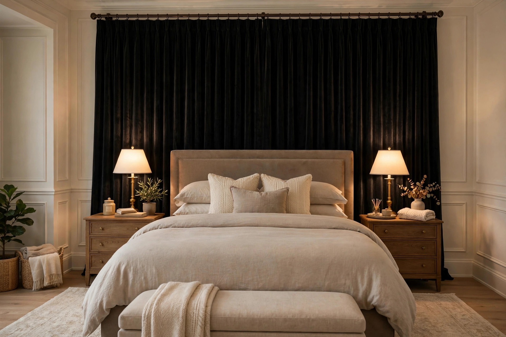 luxury blackout curtains for bedrooms buying guide: Luxury blackout curtains in an elegant bedroom