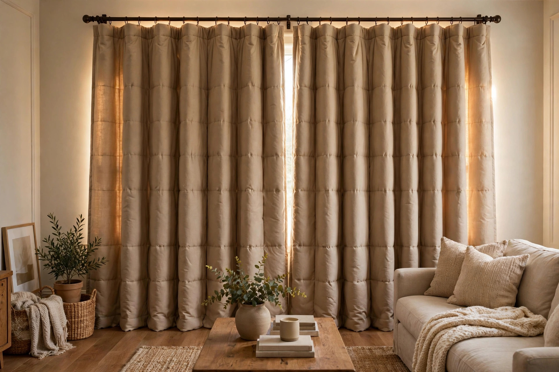 thermal insulated curtains price comparison usa: Thermal insulated curtains on a living room window