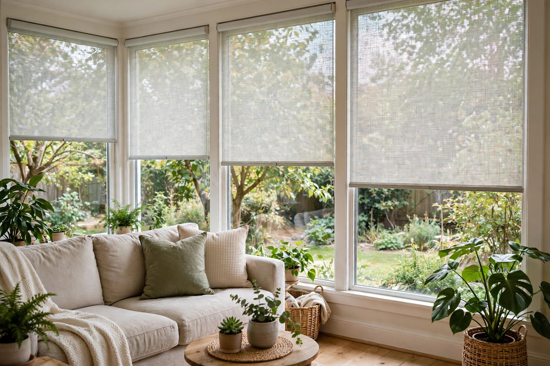 best solar shades for sunrooms buying guide: Solar shades on sunroom windows