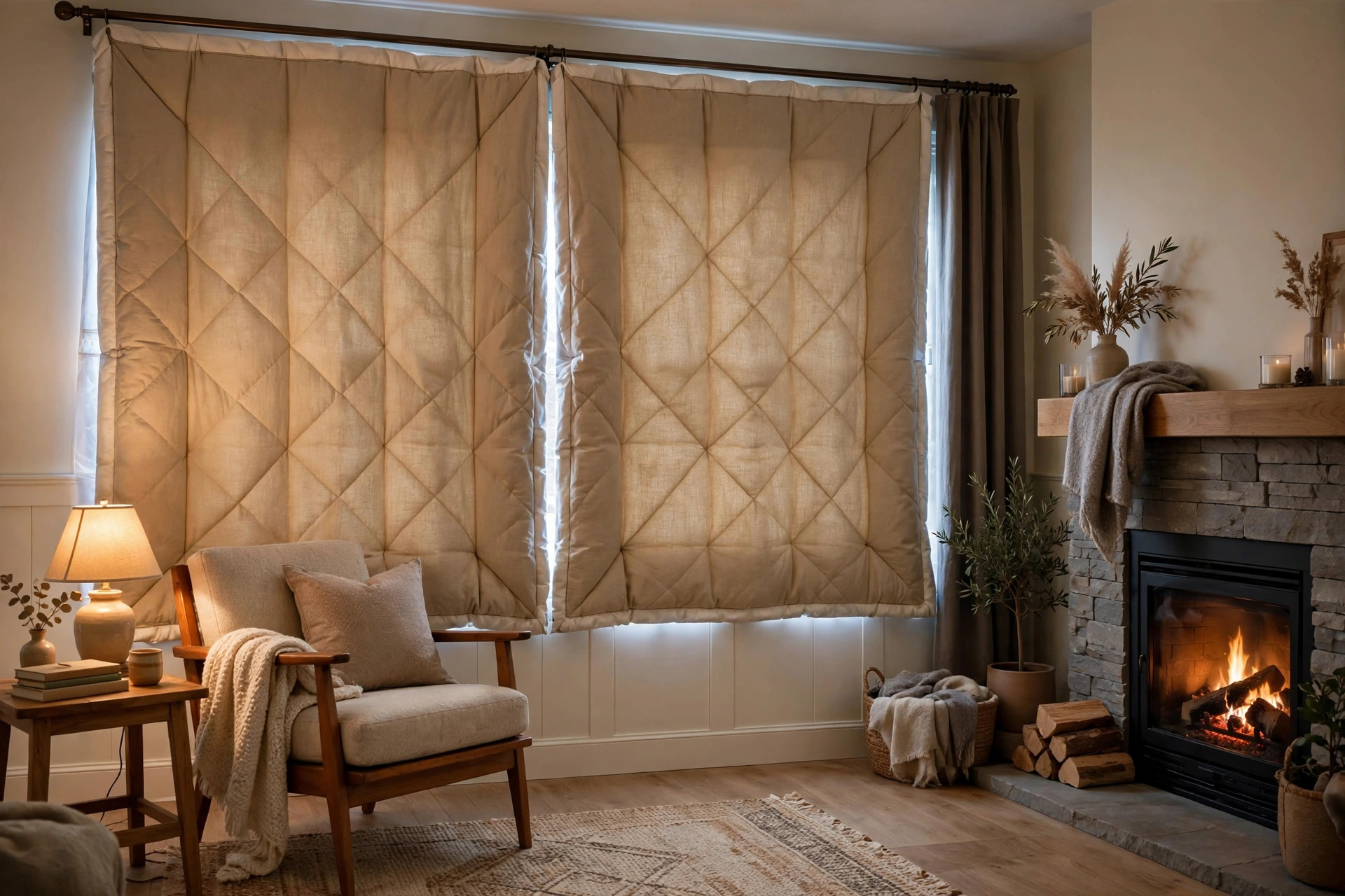 Energy efficient custom made curtains online for sale in a bright living room
