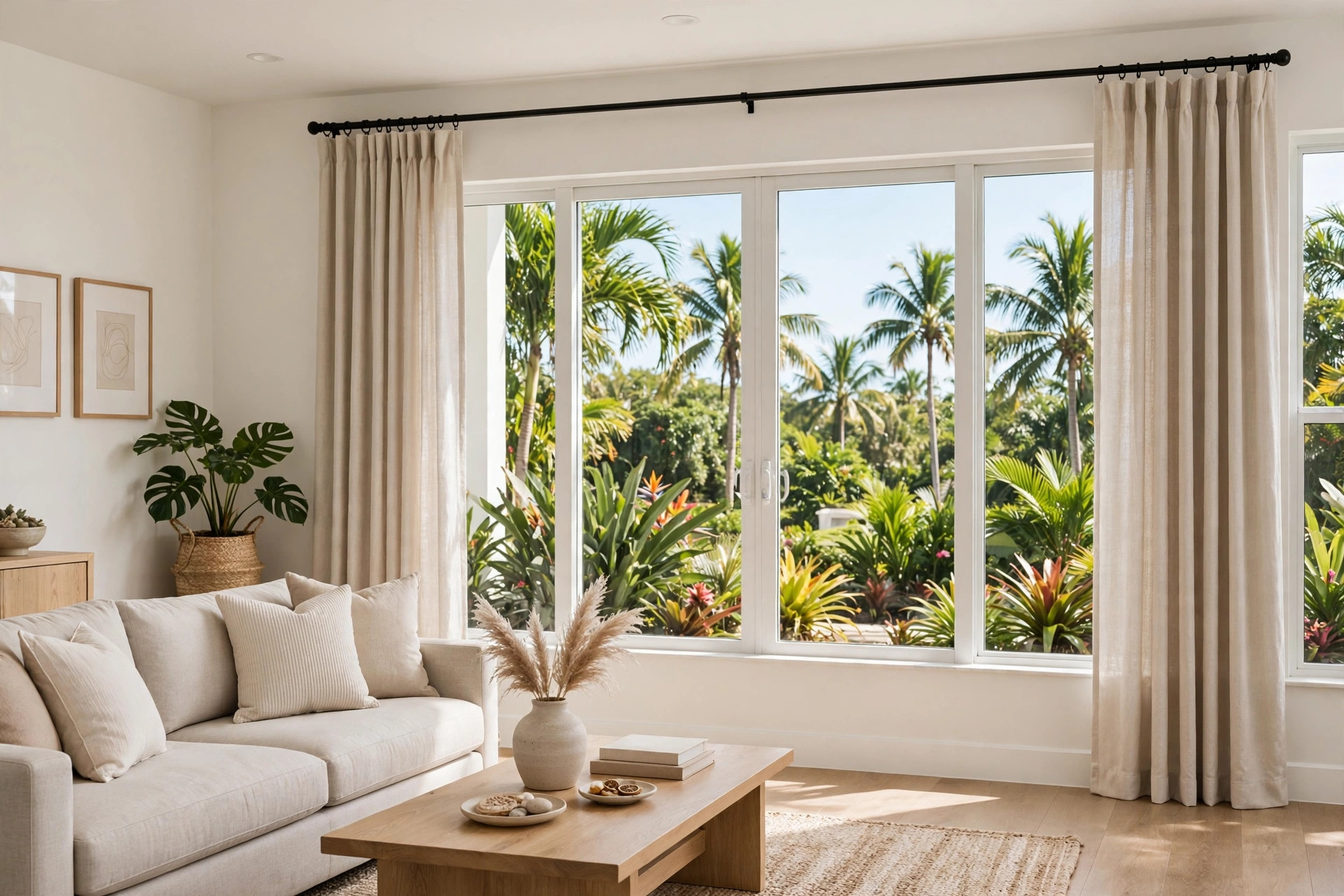 where to buy machine washable curtains in florida: Machine washable curtains in a bright Florida home