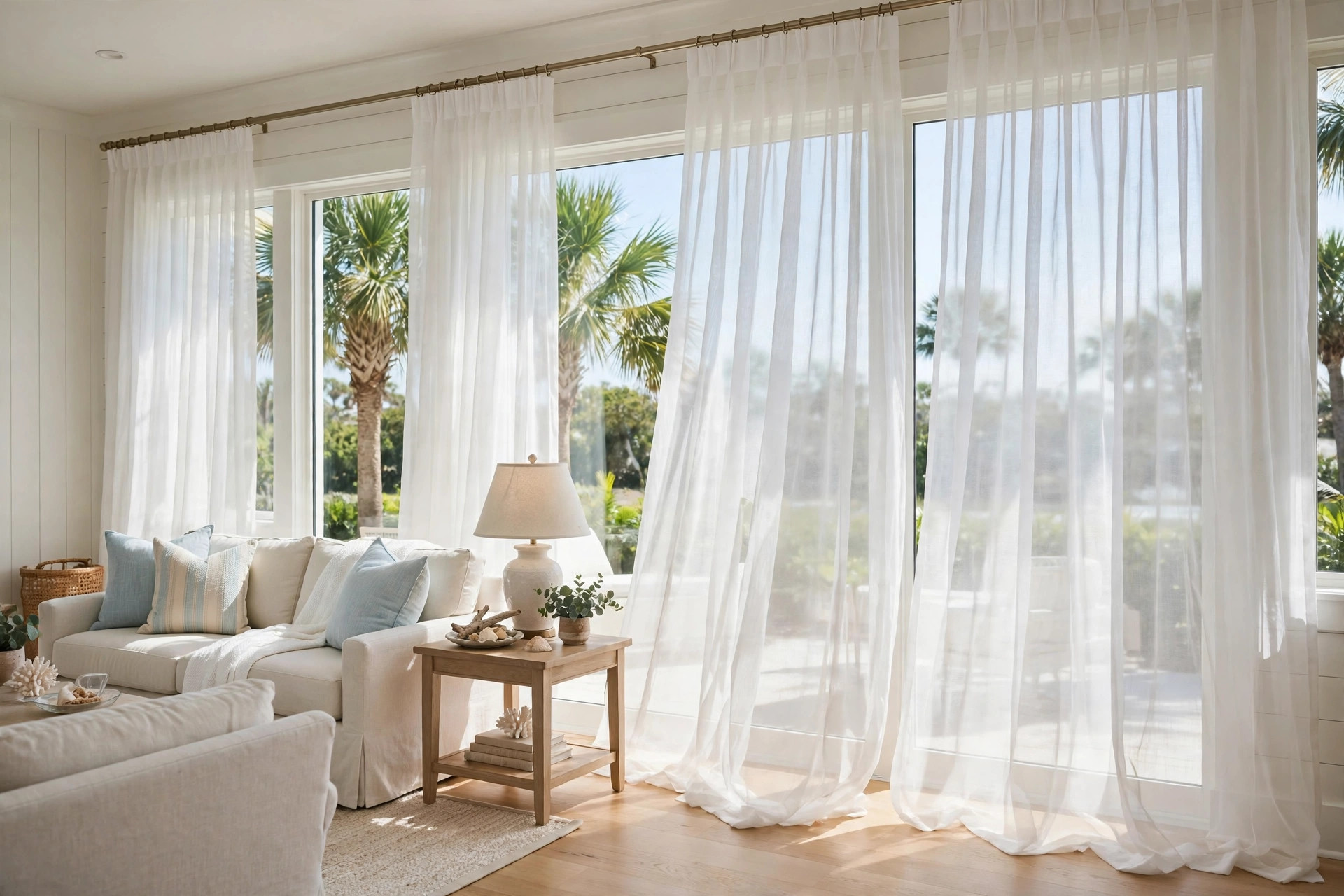 Sheer voile panels with the focus keyword luxury sheer voile panels for florida homes in a bright living room