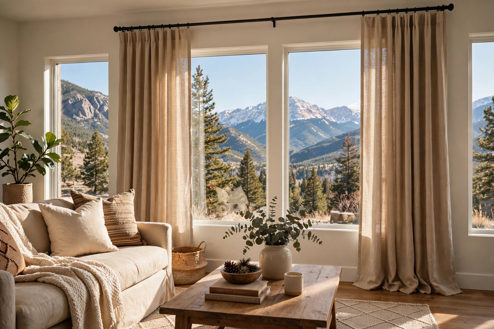 buy custom made curtains online online in colorado: Custom made curtains in a Colorado living room