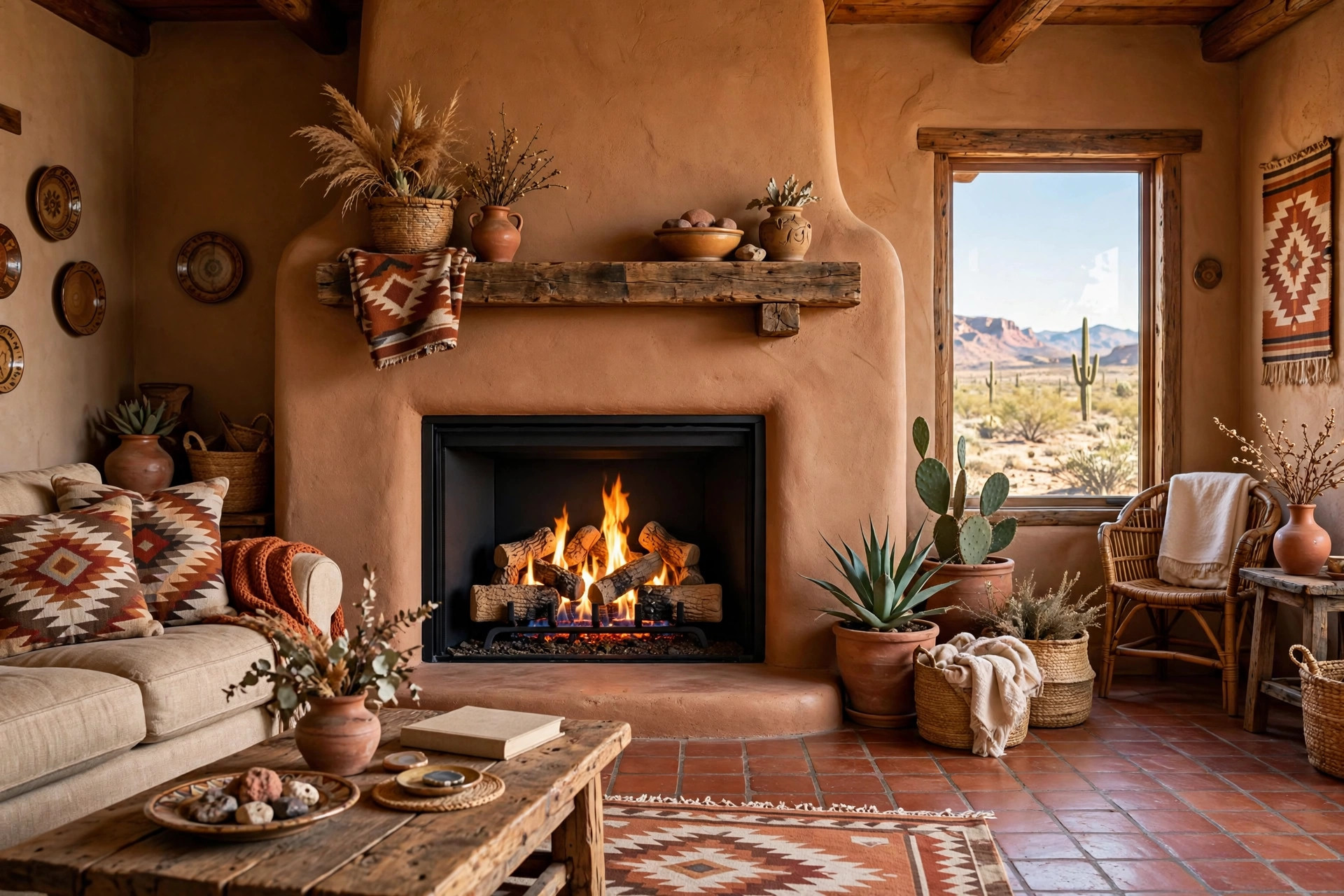 buy ventless gas fireplaces online in arizona: Ventless gas fireplace installed in a living room of an Arizona home