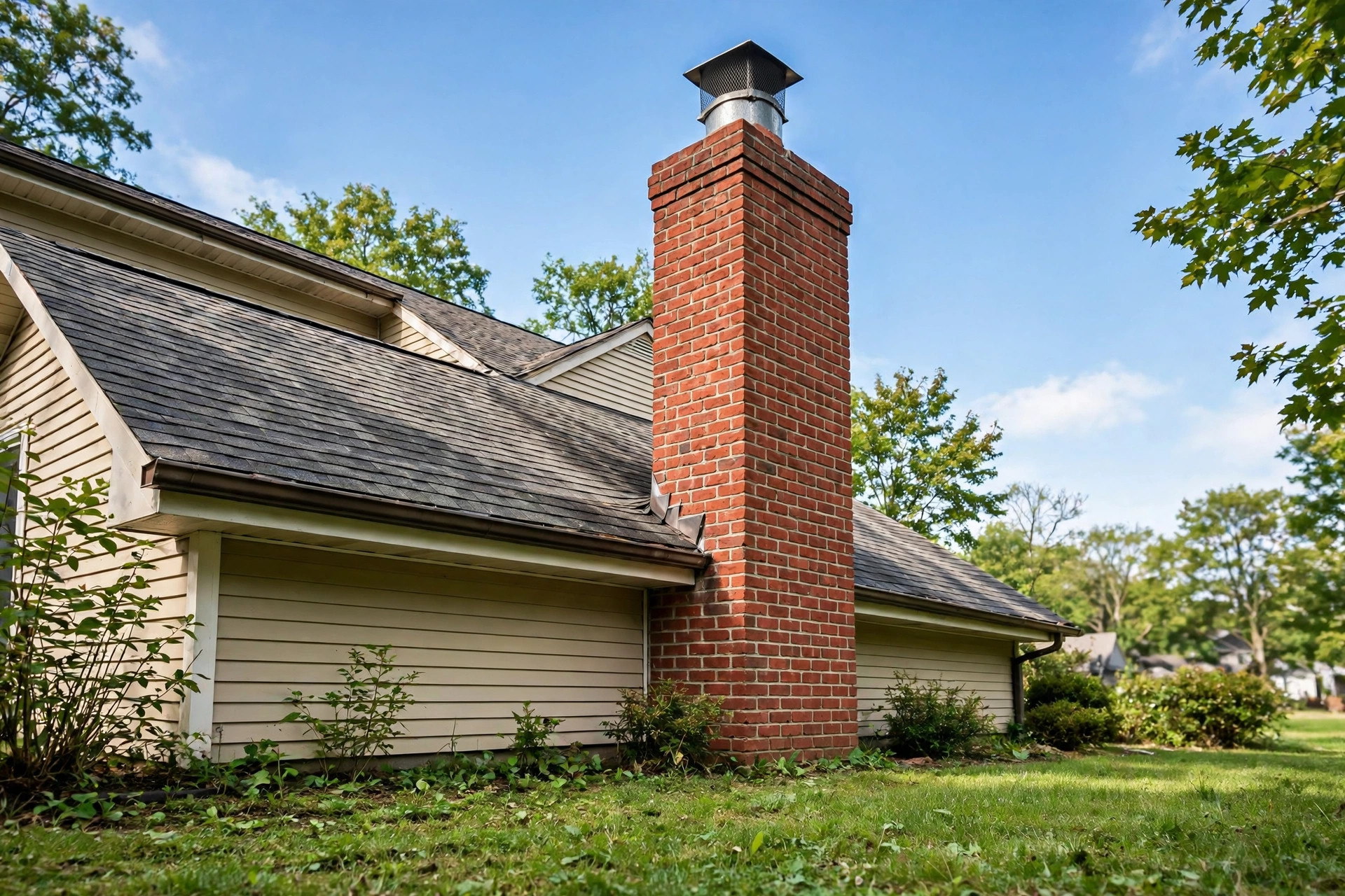 Professional chimney inspection on a brick chimney for premium chimney inspection services near me