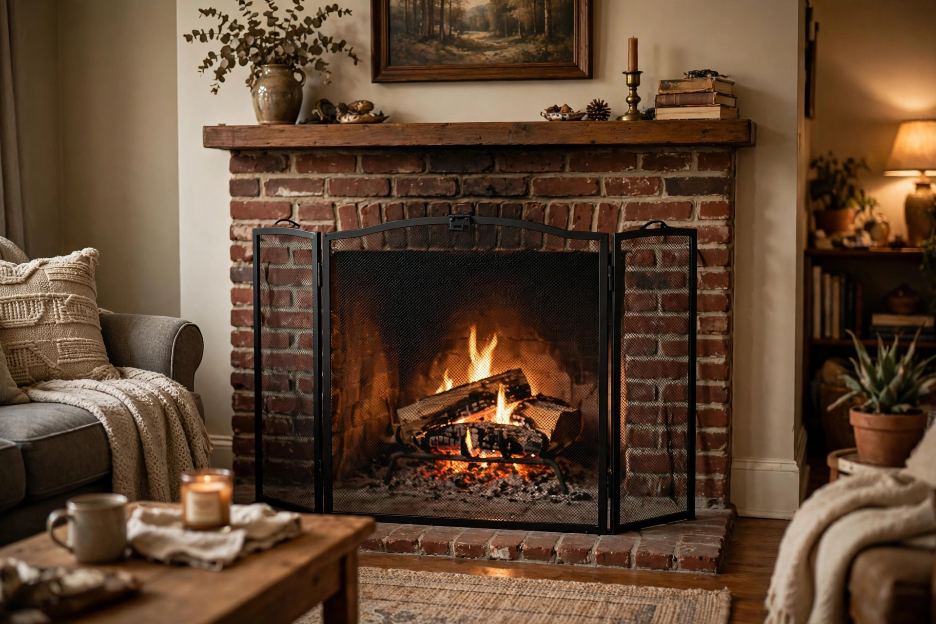 top rated childproof fireplace screens for humid climates: Childproof fireplace screen in a home hearth