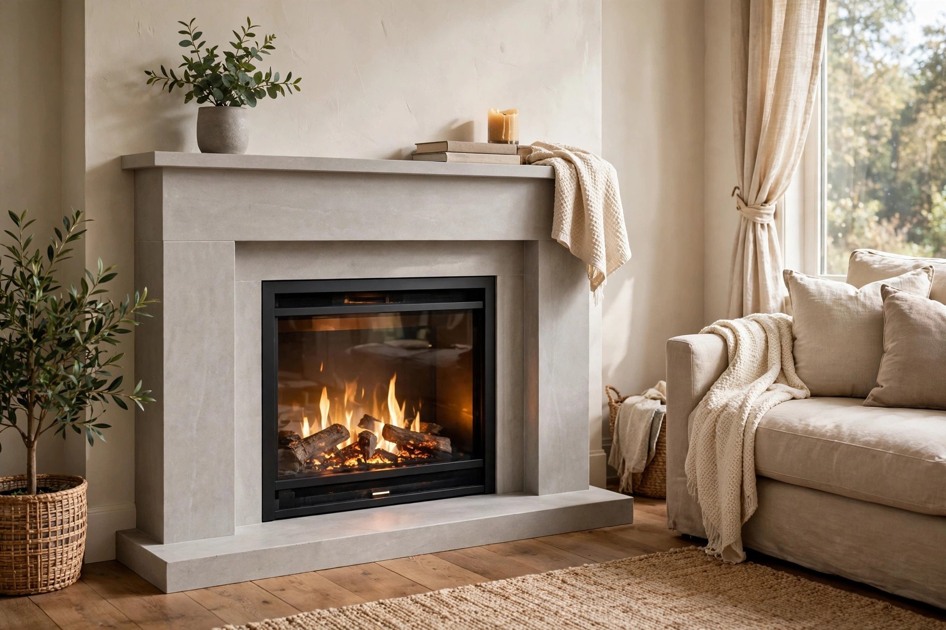 Best electric fireplace mantels for humid climates in a bright American living room