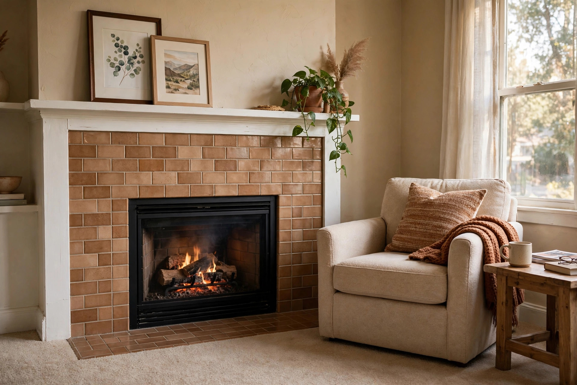 Tile fireplace surrounds price comparison usa in an American living room