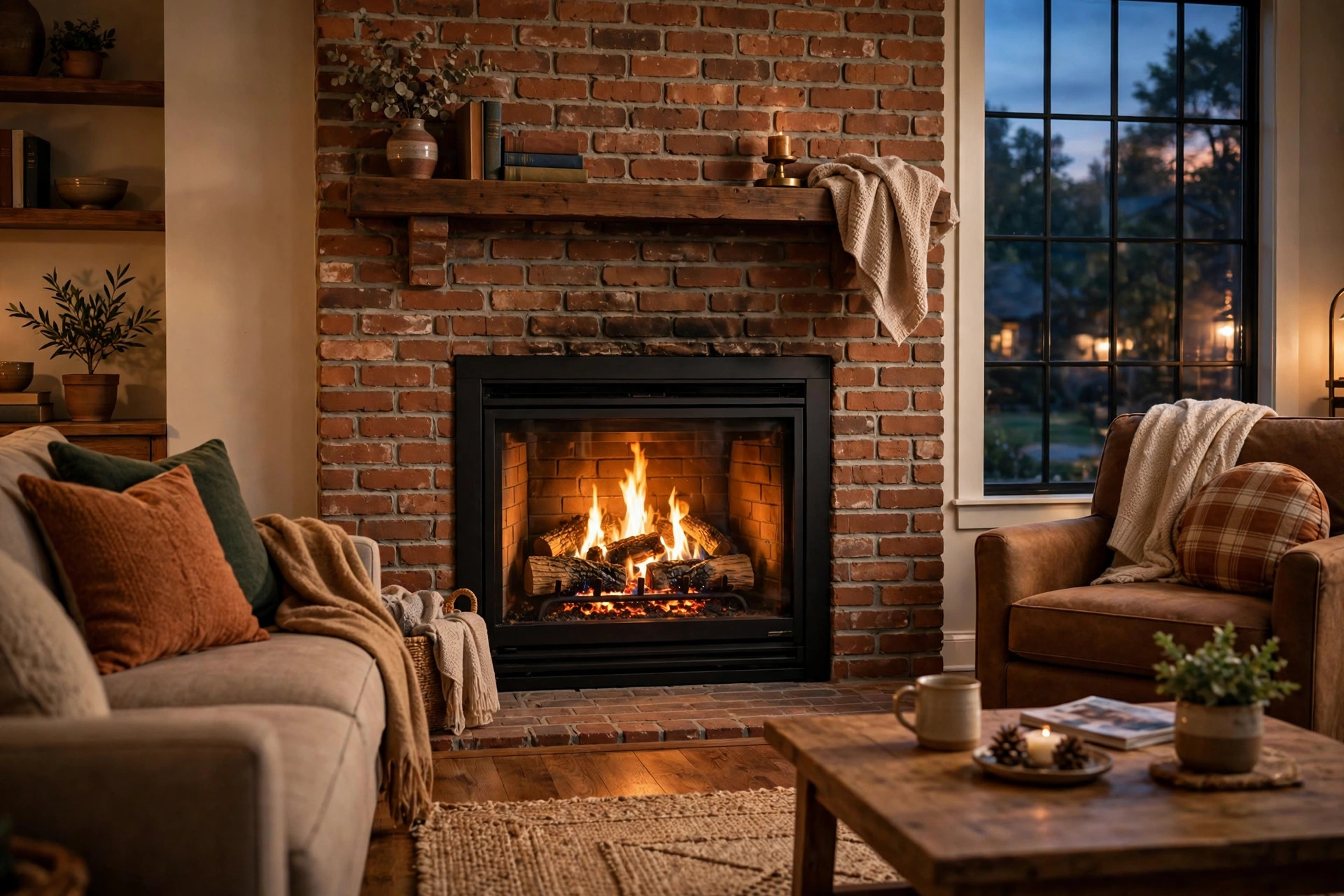ventless gas fireplace inserts with free shipping: Ventless gas fireplace insert with free shipping in an American living room