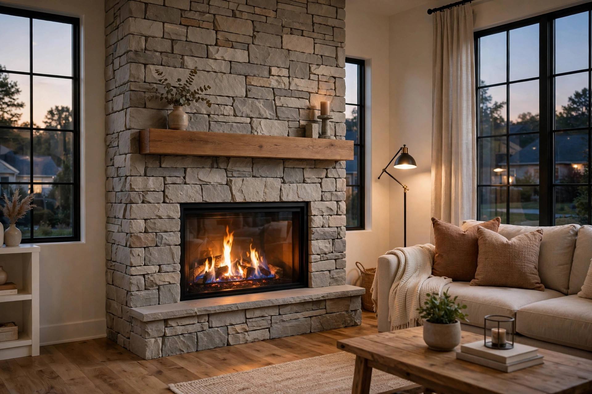reliable fireplace installation services in arizona: New gas fireplace installed in an Arizona living room