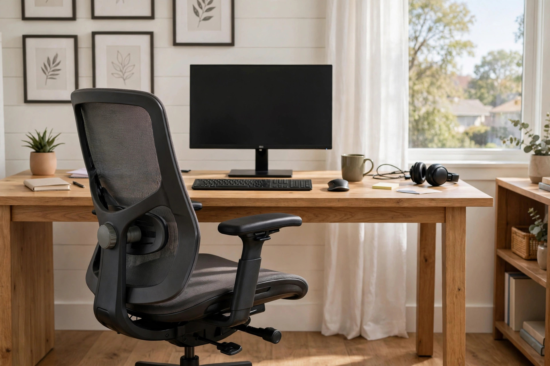 The best ergonomic office desk chair for back pain in a bright home office