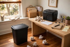 Home Office Trash Can With Lid for Documents