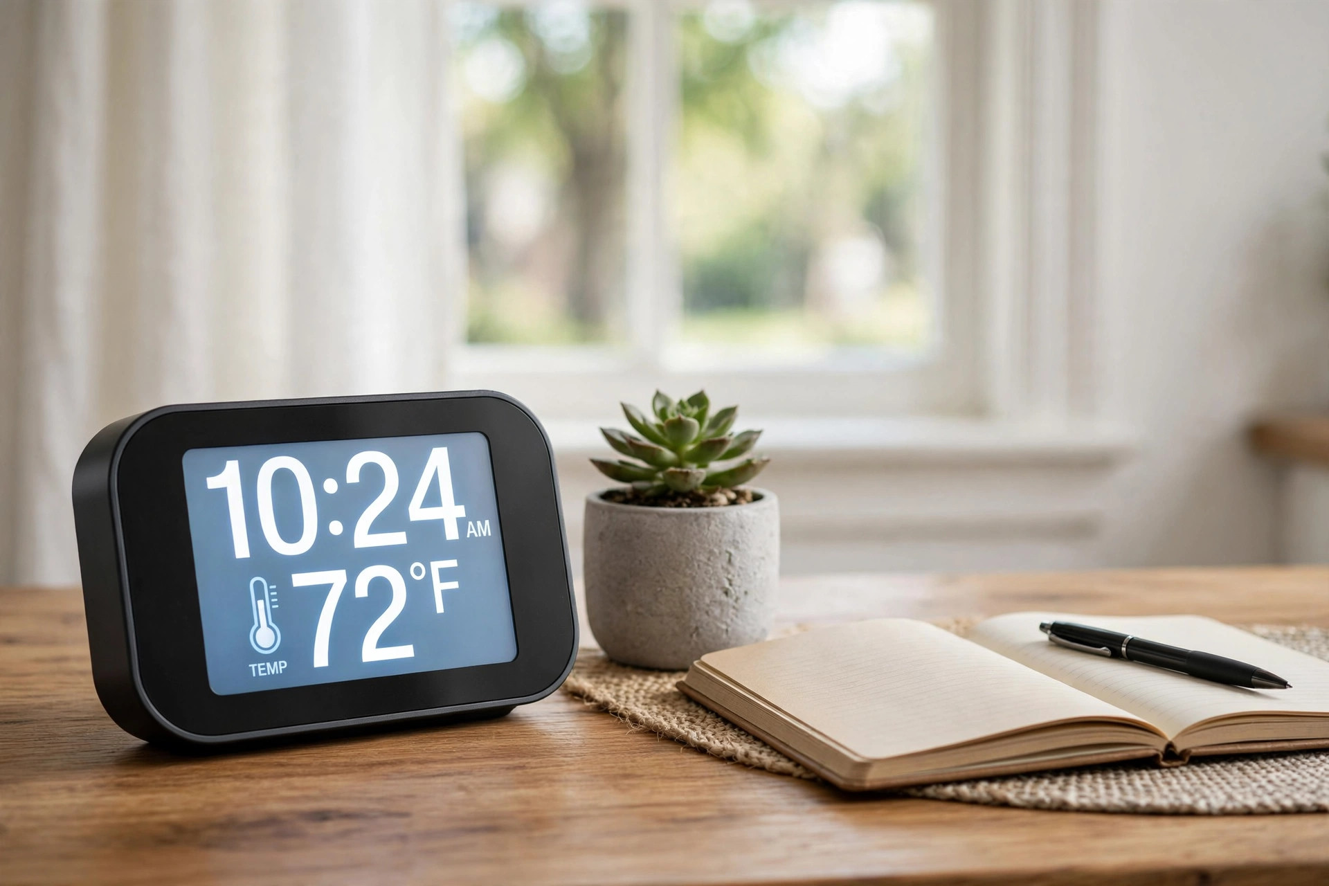 Best desk clock with temperature display office on a work desk