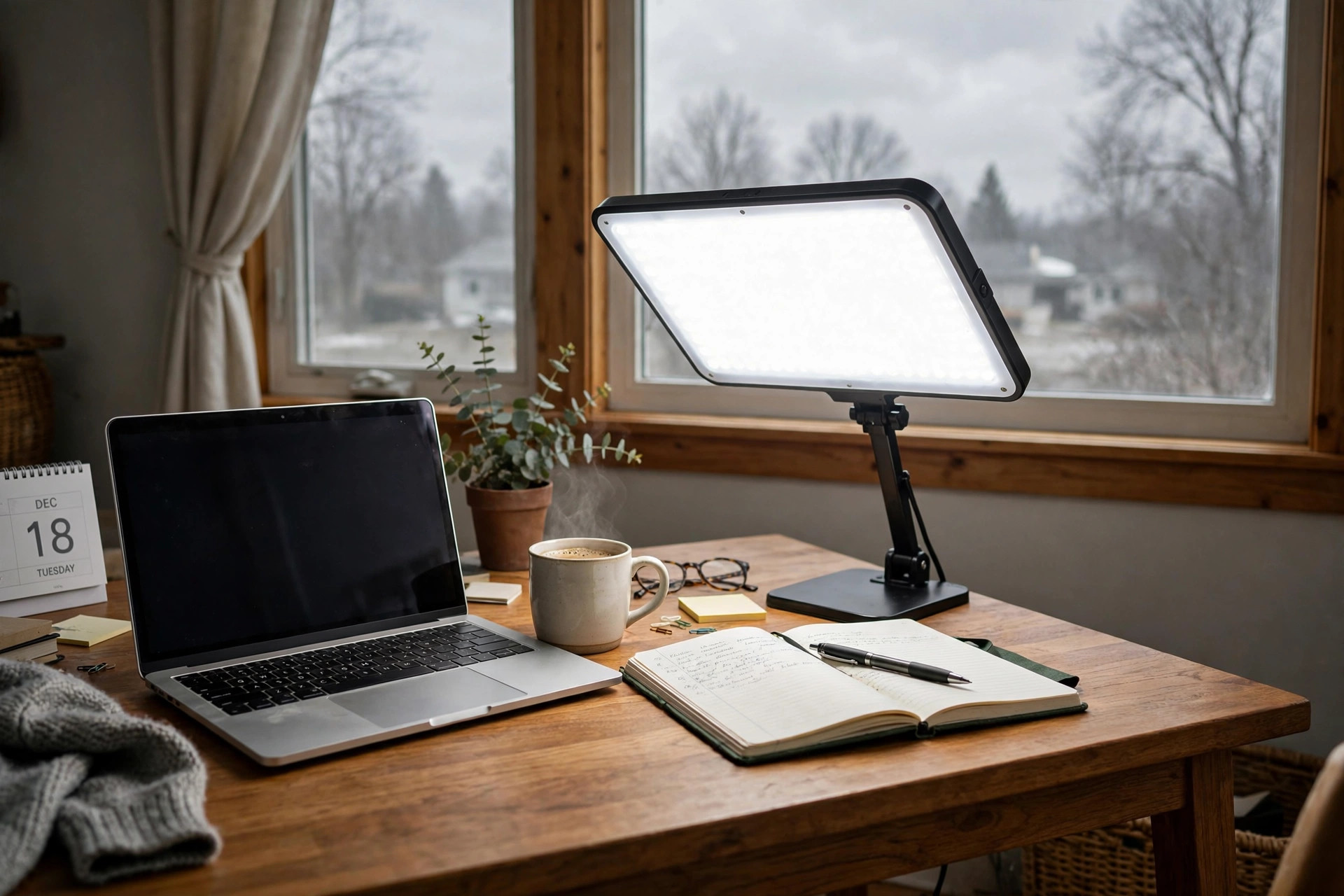 Best daylight lamp for home office winter blues on a wooden desk