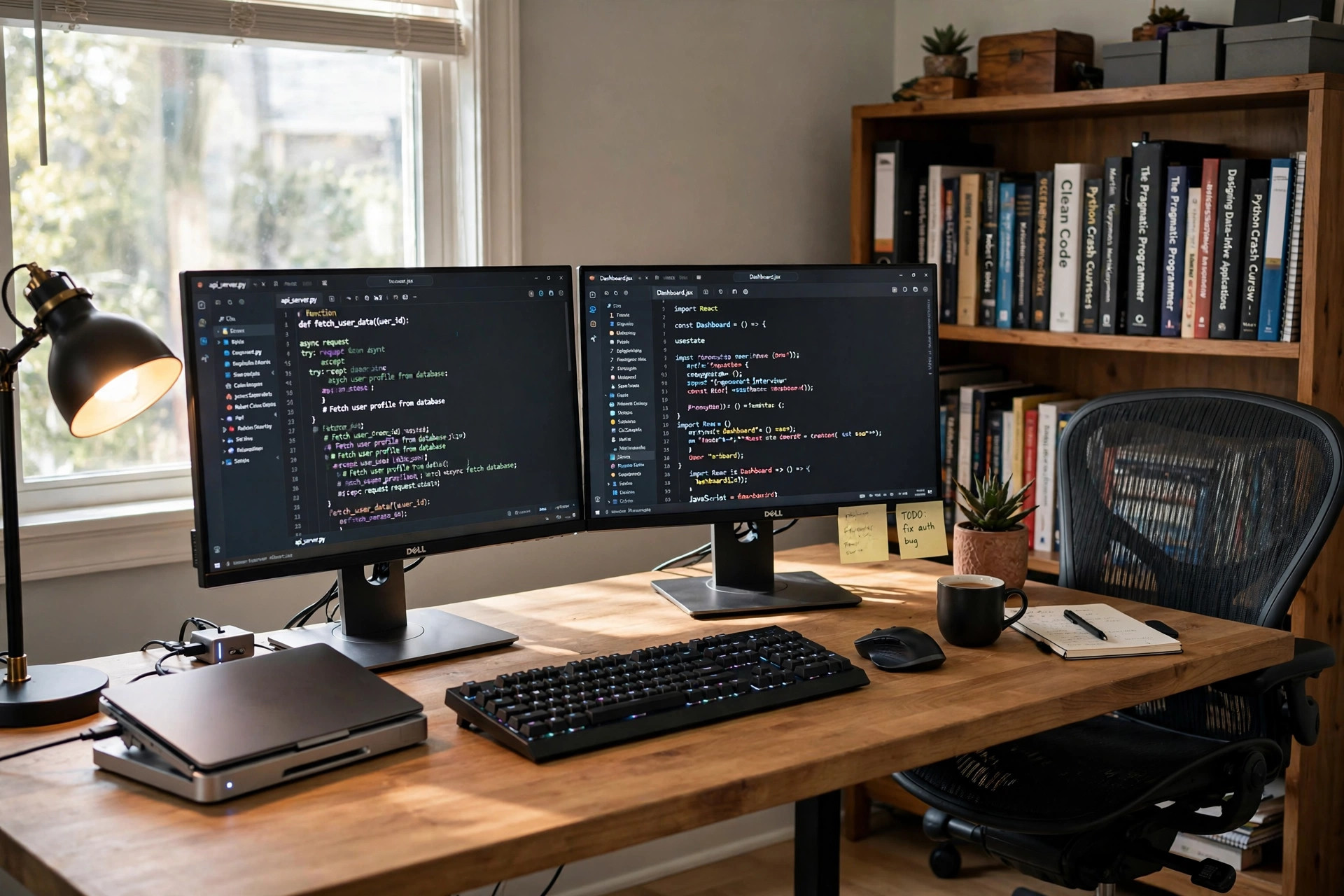 Best home office setup for software developers with dual monitors