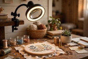 Small Desk Lamp With Magnifier for Detailed Work