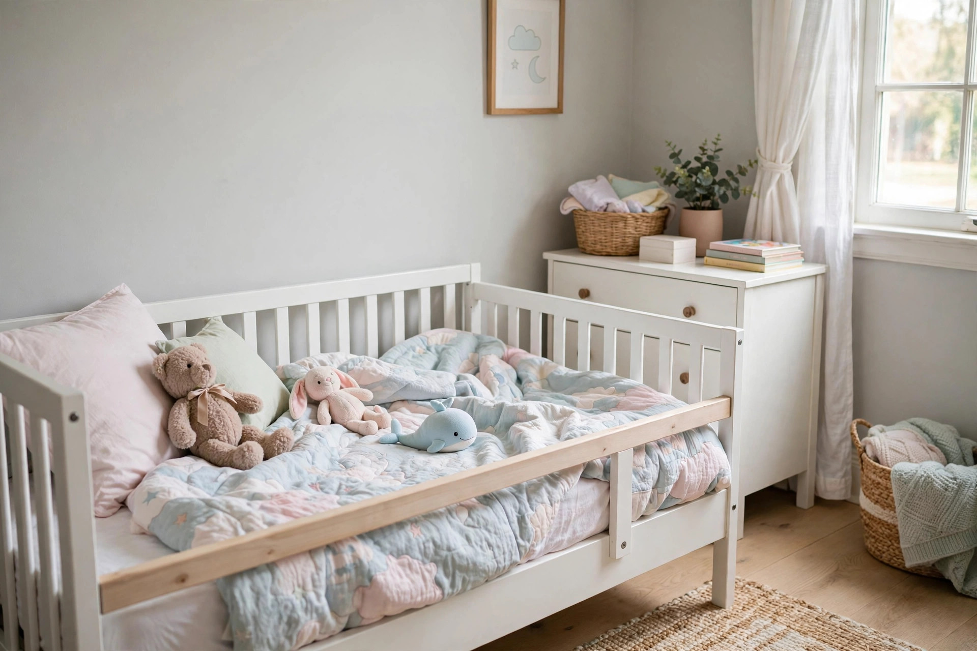 Best convertible toddler bed with safety rail in a small nursery