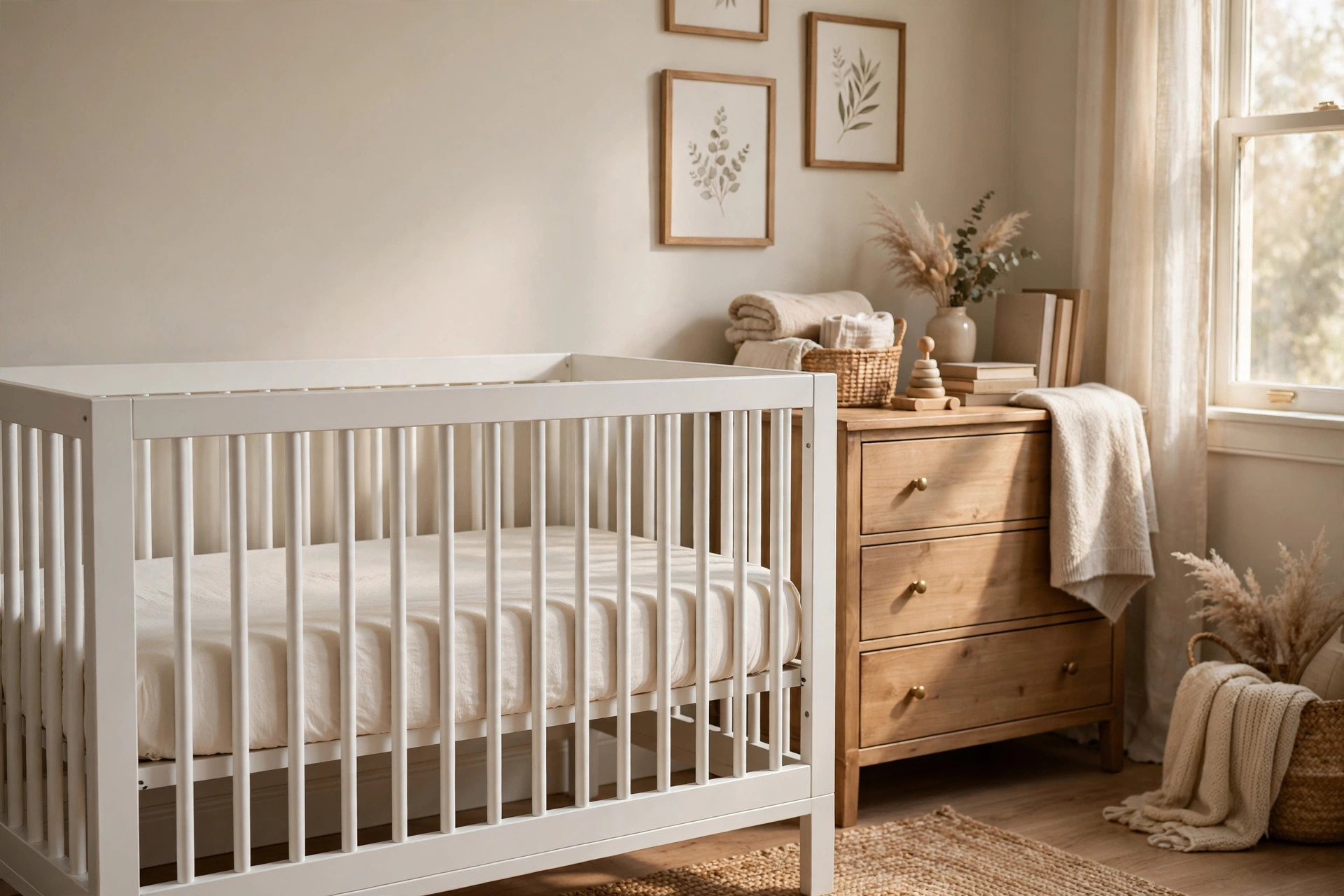 crib sheet set organic cotton for sensitive skin: Soft organic cotton crib sheet set for sensitive skin in a calm nursery