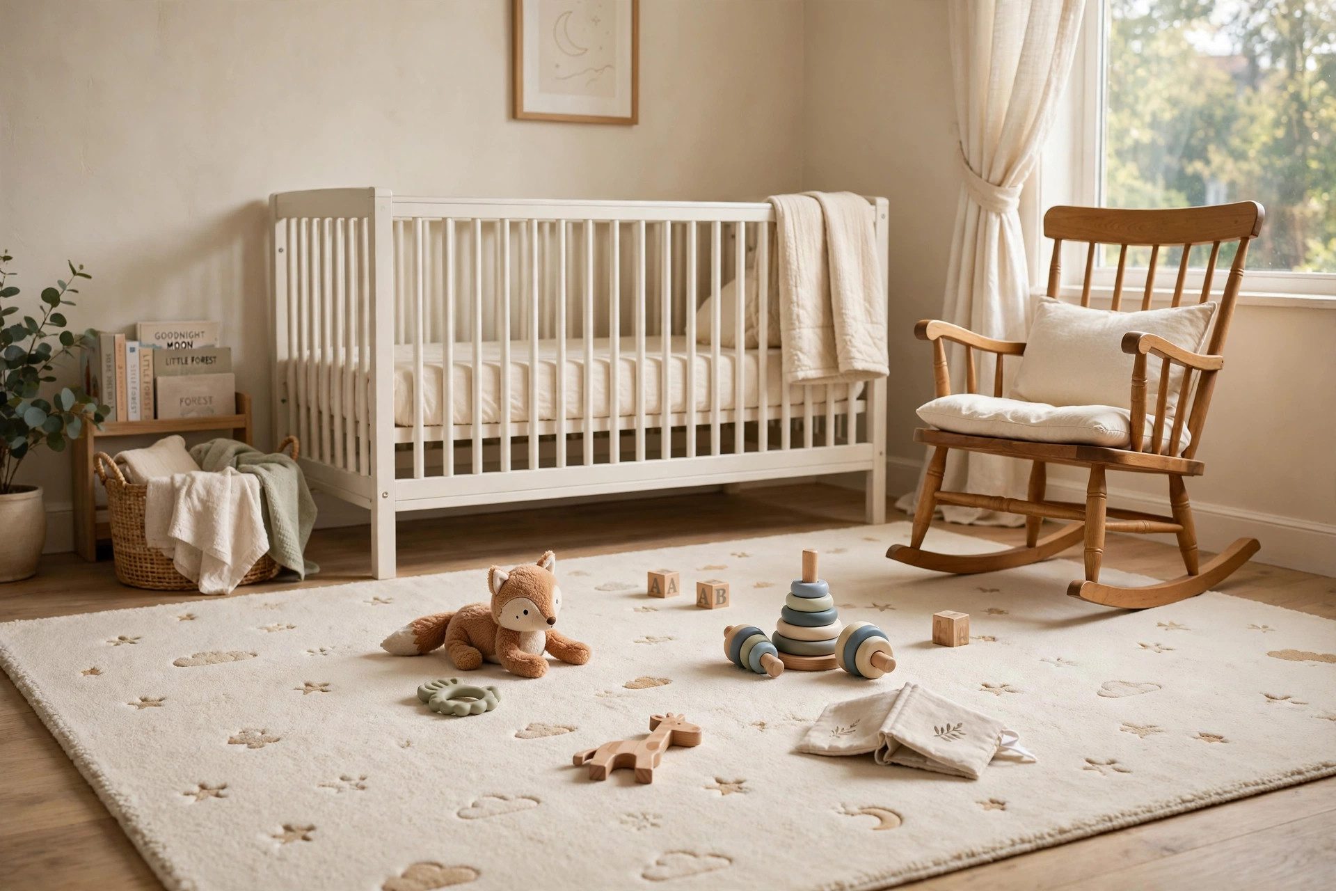 best nursery rug for tummy time play: Soft nursery rug for tummy time play in a bright room