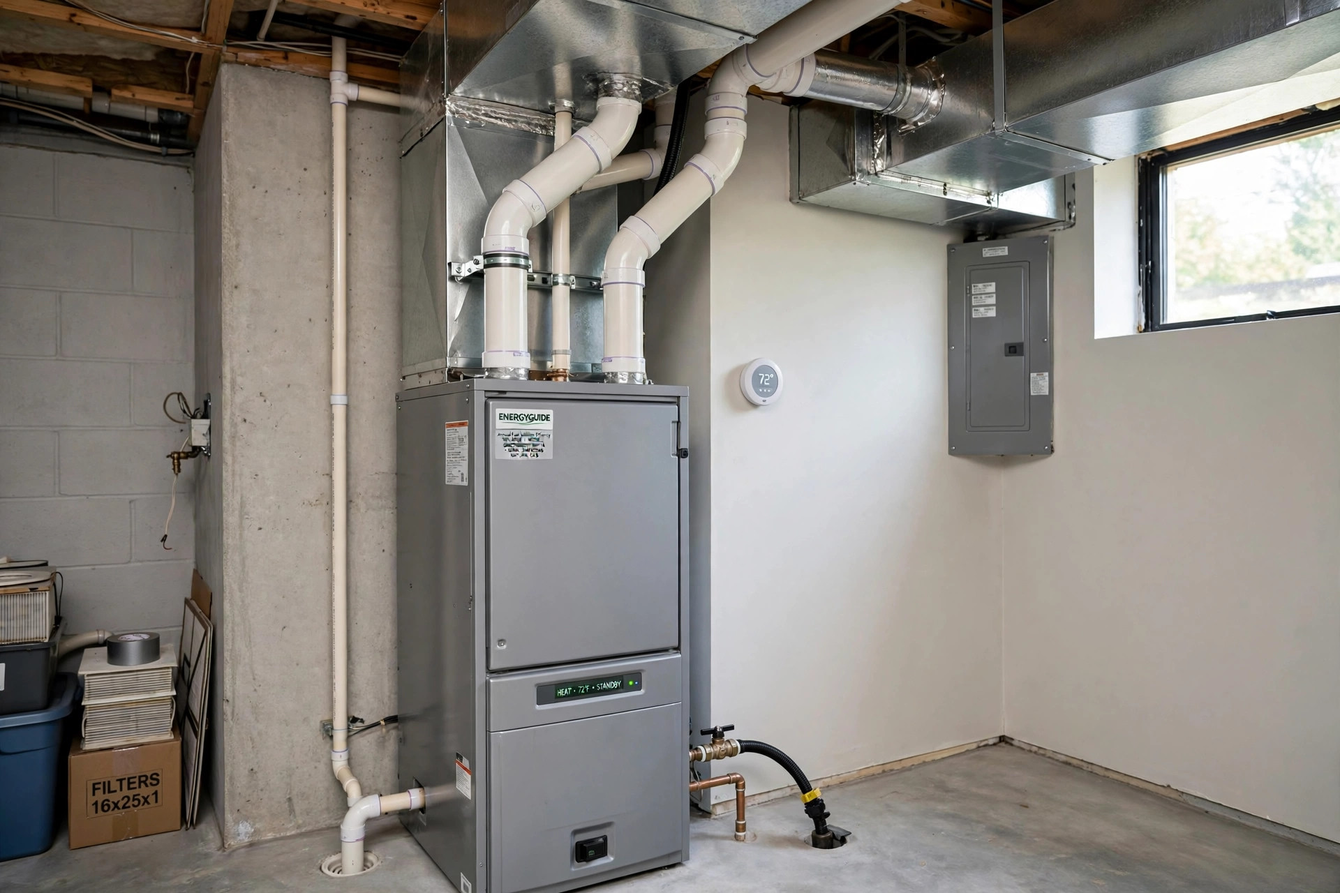 furnace tune up cost near me 2026: Furnace tune up service in an American home utility room