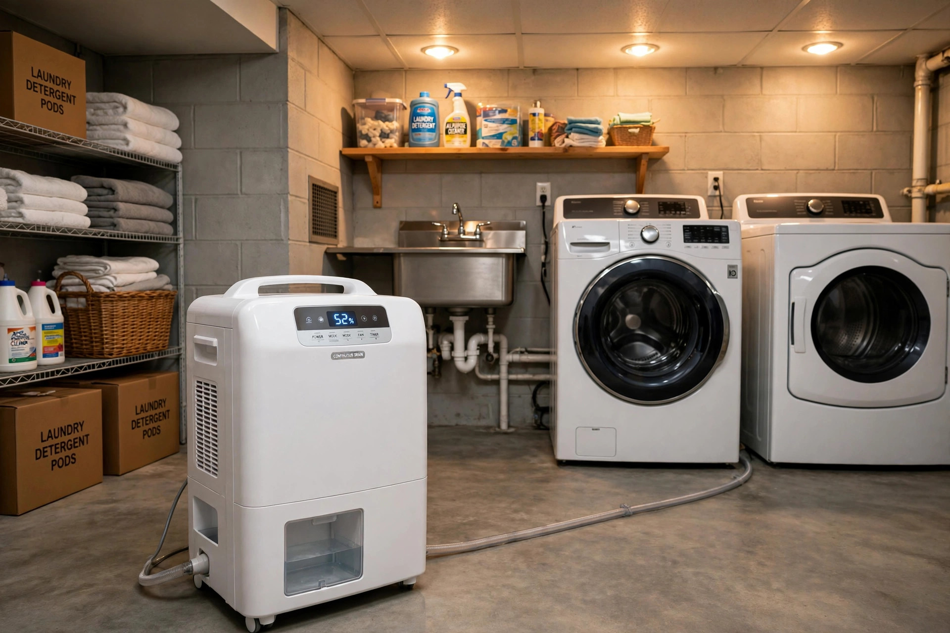 The best dehumidifier for basement 2026 usa in a dry basement laundry room