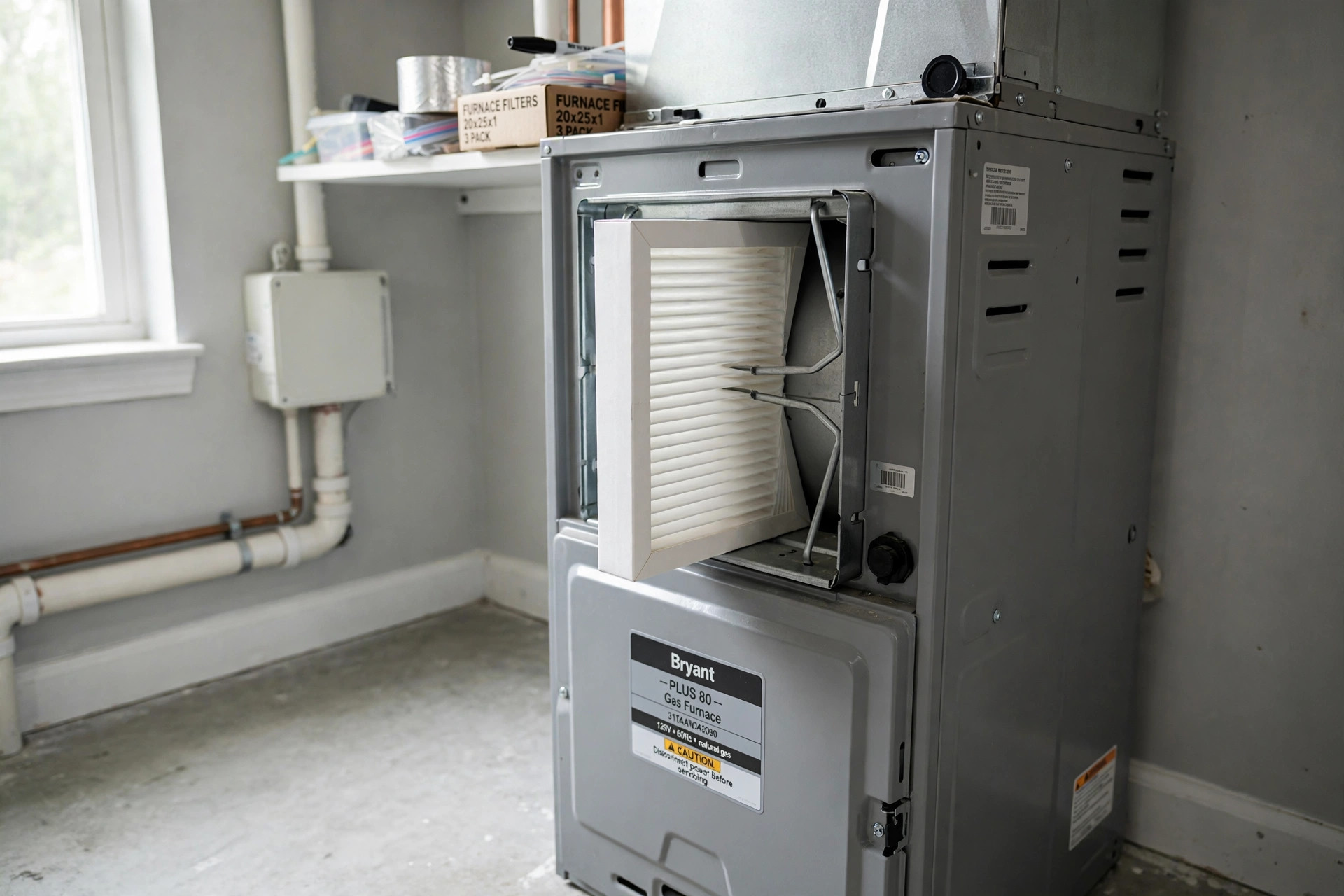 best air filter for allergies reviews usa: The best air filter for allergies with a clean white pleated filter in a furnace slot