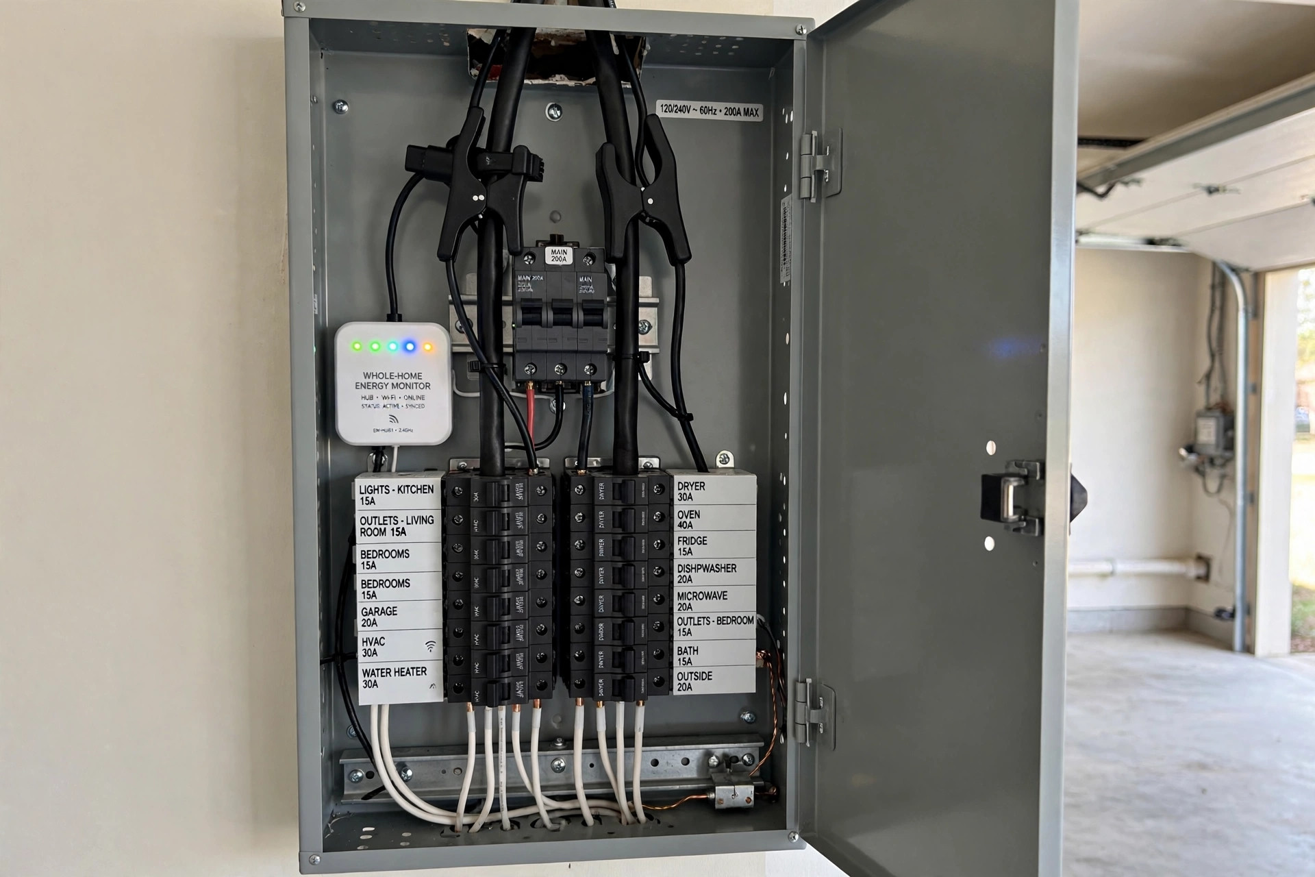 best home energy monitor reviews 2026 usa: Home energy monitor installed in a residential electrical panel