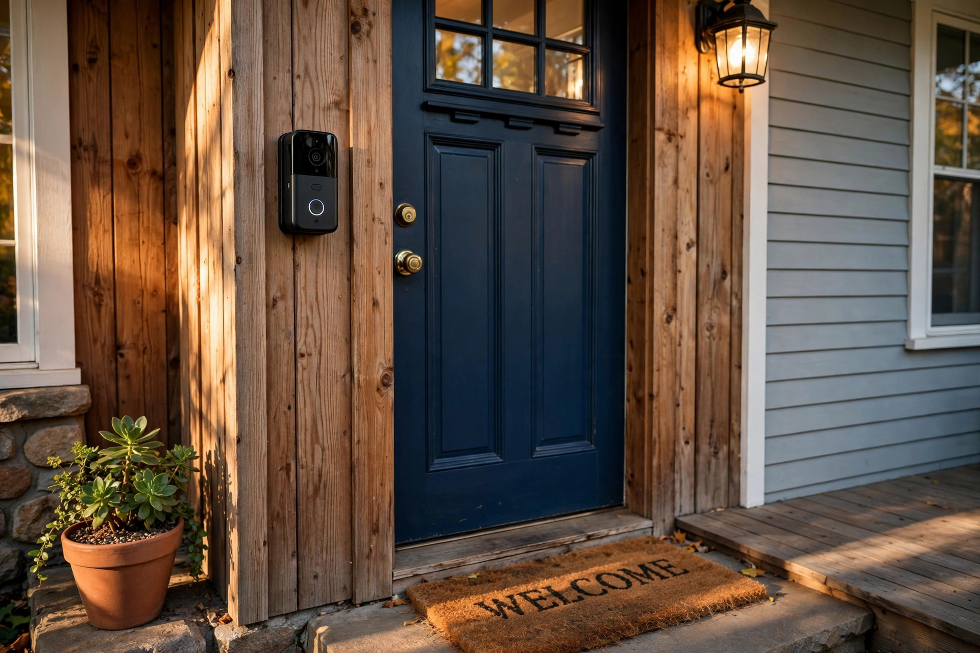 Best video doorbell without subscription usa mounted beside an American front door