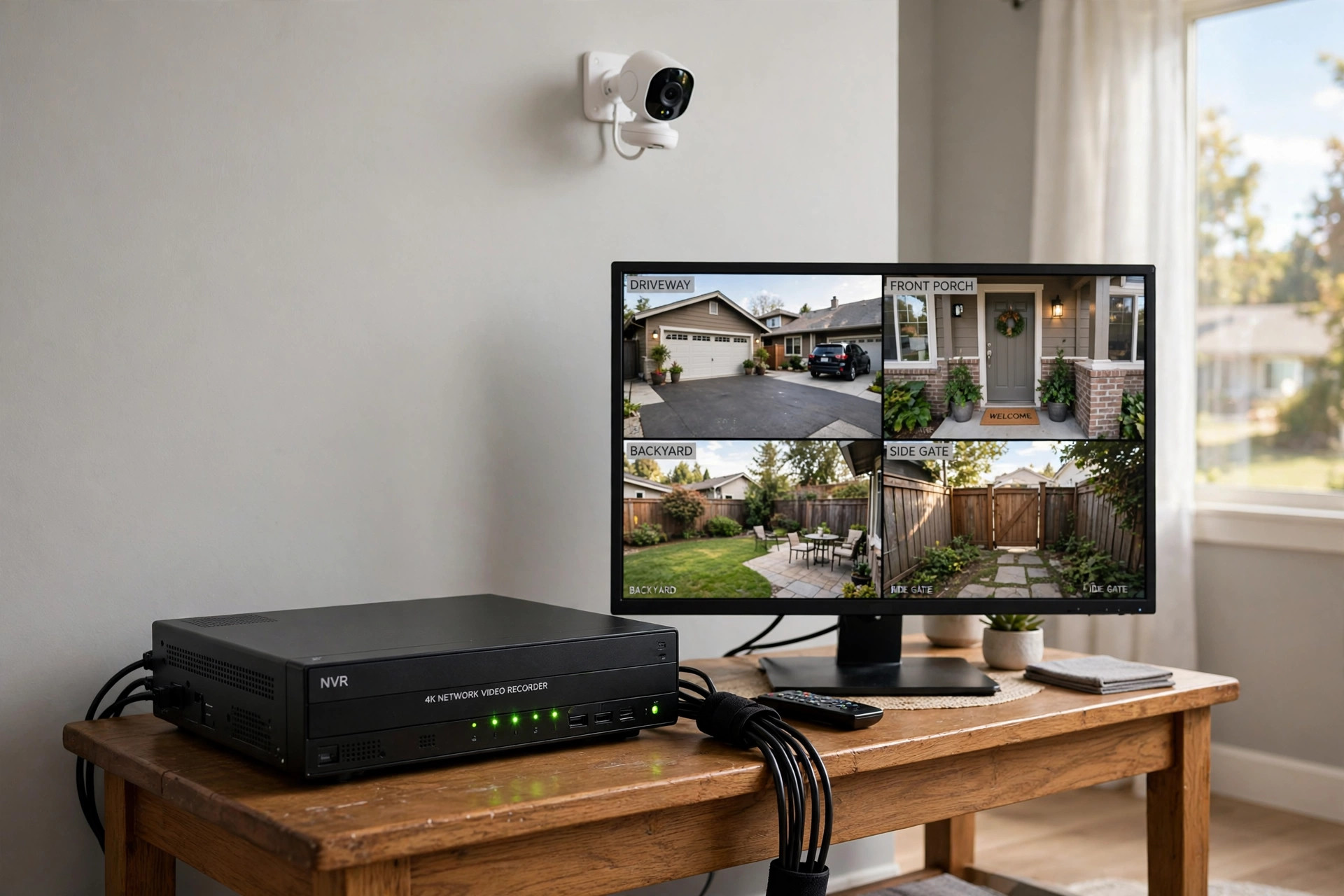 best nvr security system for home usa: NVR security system with cameras protecting an American home